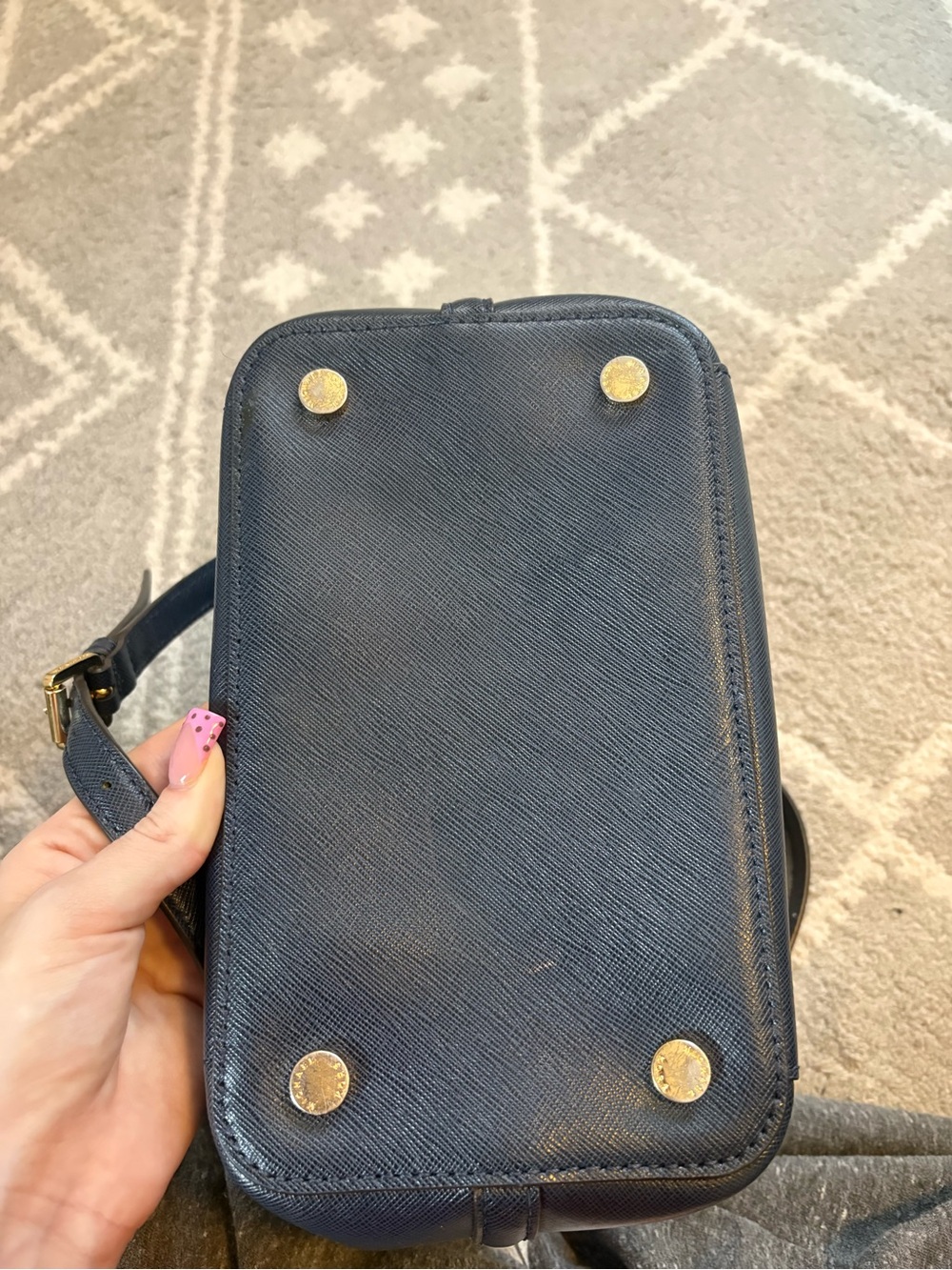 Michael Kors Dark Blue Leather Satchel with Blue Interior & Gold Hardware - Picture 4 of 4